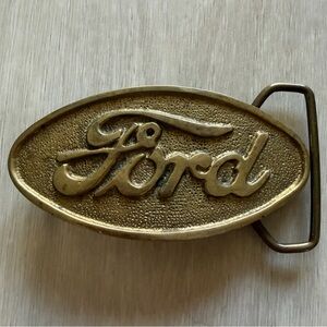 Vintage 50s Ford Logo Solid Brass Belt Buckle